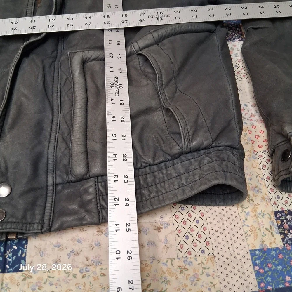Vintage U2 Wear Me Out Leather Bomber Jacket Mens 40 M Blue Flight Aviator